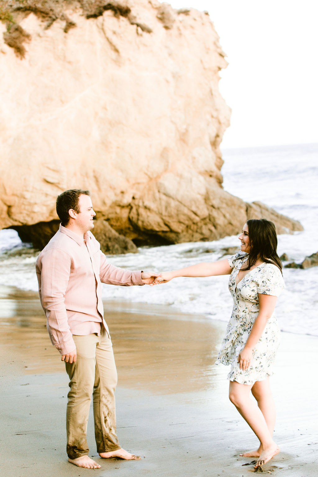 engagement, fun, beach, hand in hand
