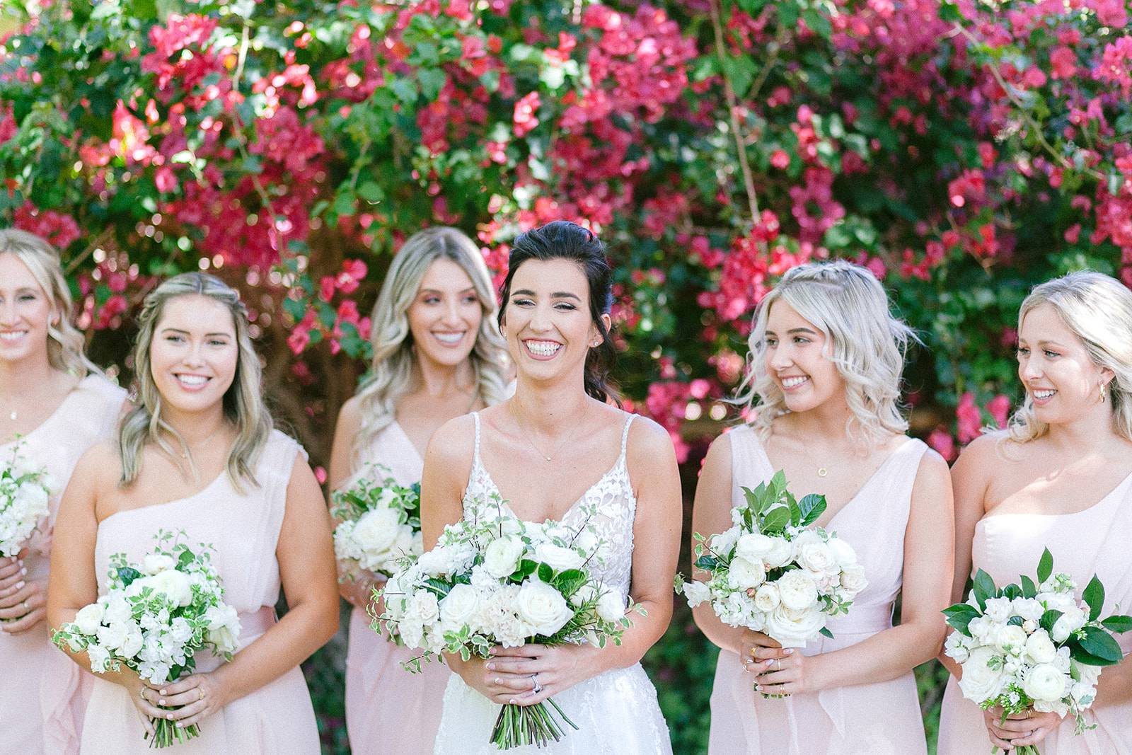 bride, bridesmaids, florals, bouquet
