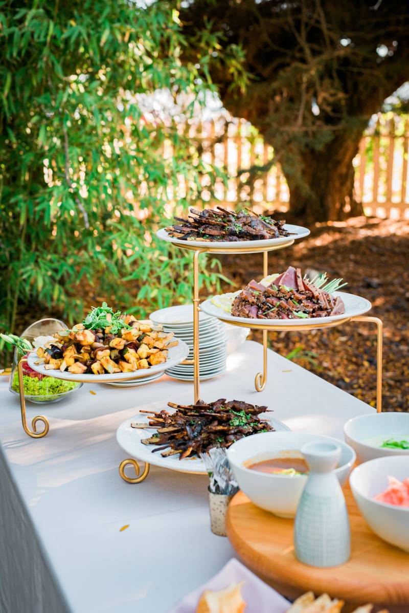 table setting with food
