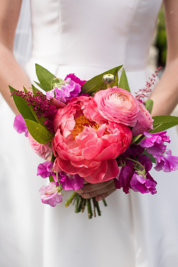 Bold, pink bridal bouquet