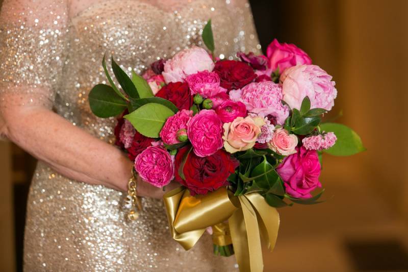 Pink and red wedding bouquet
