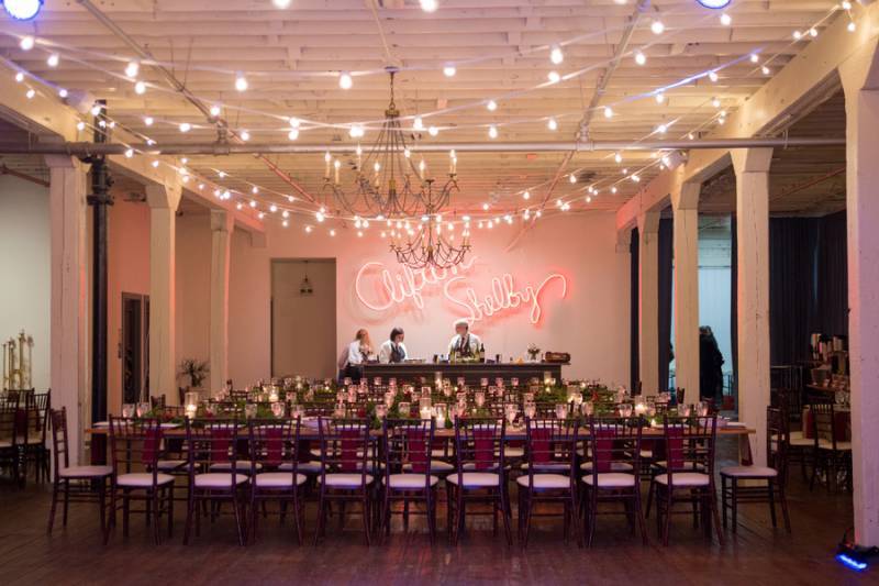 Warehouse wedding reception space