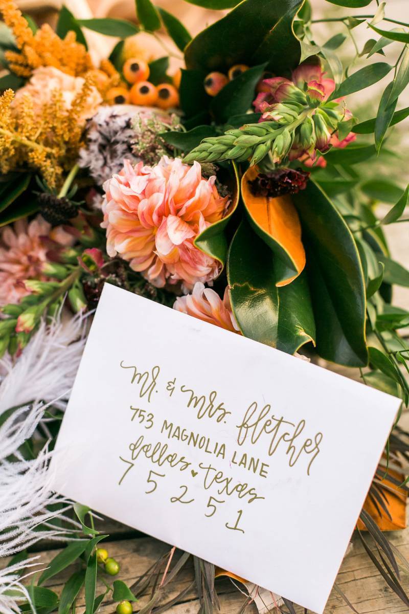 Calligraphy on wedding invitation