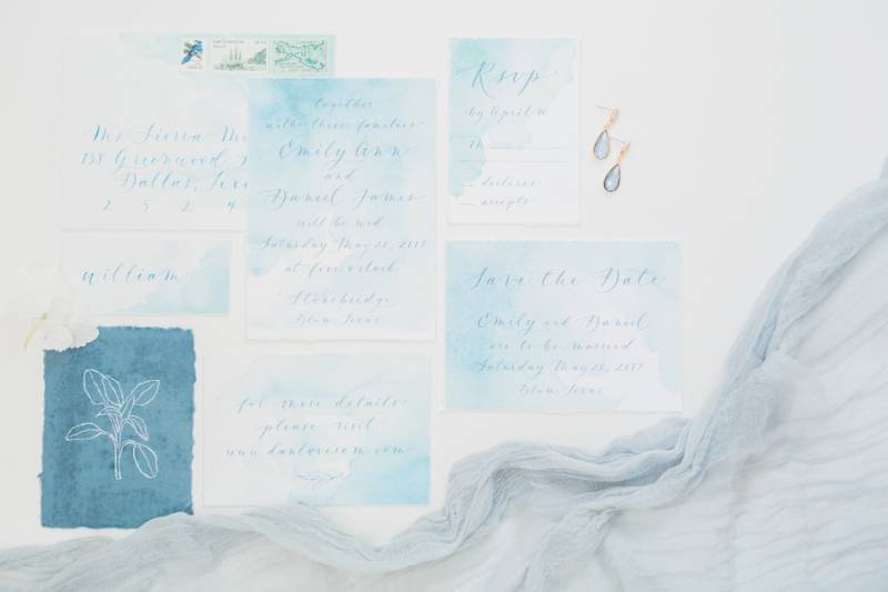 Watercolor wedding invitation suite