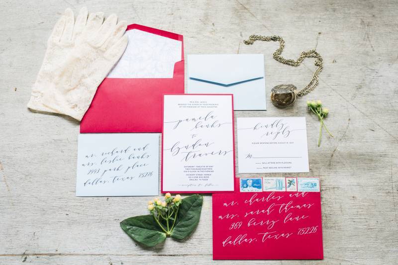 Blue and red invitation suite