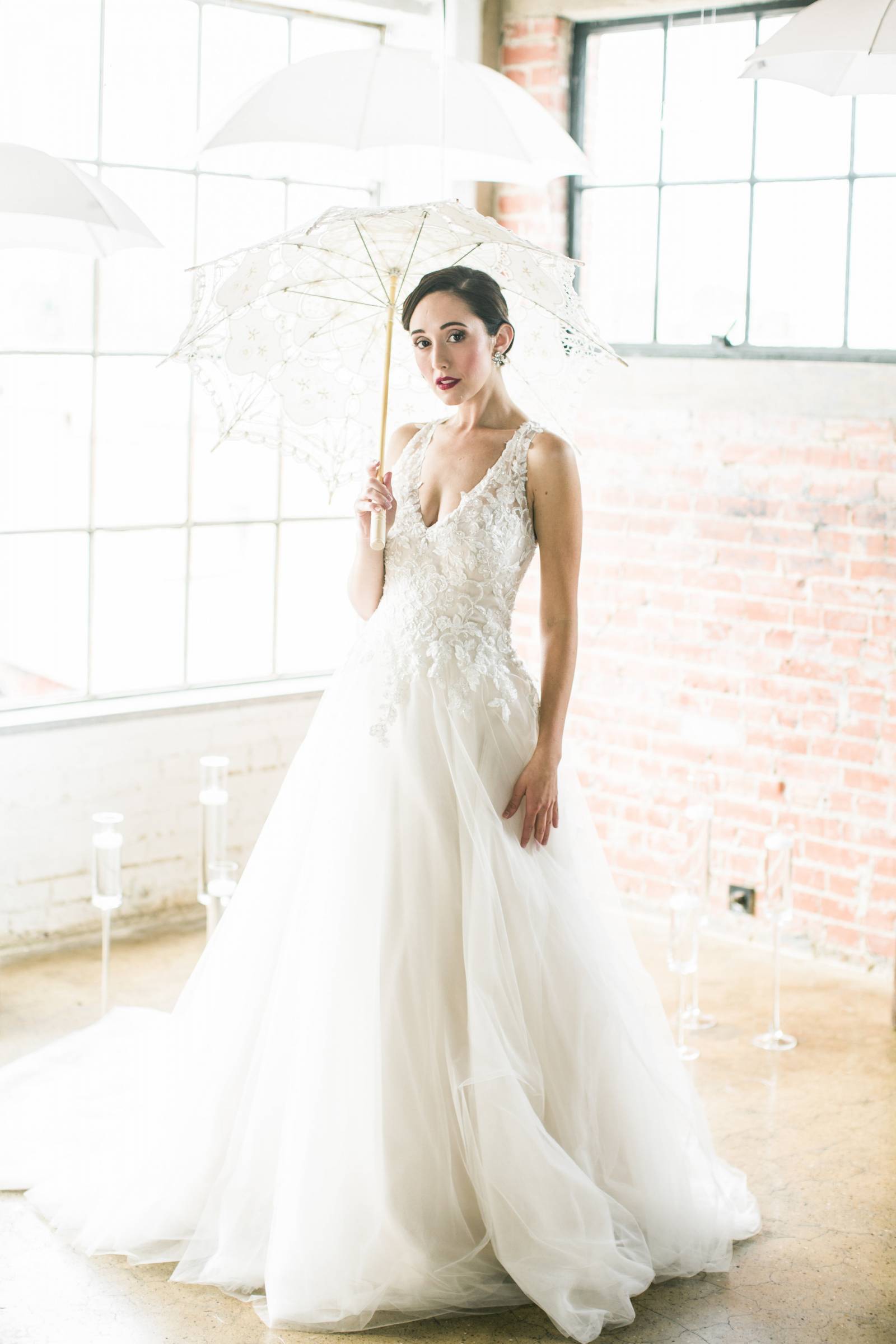 Lace and tulle bridal gown