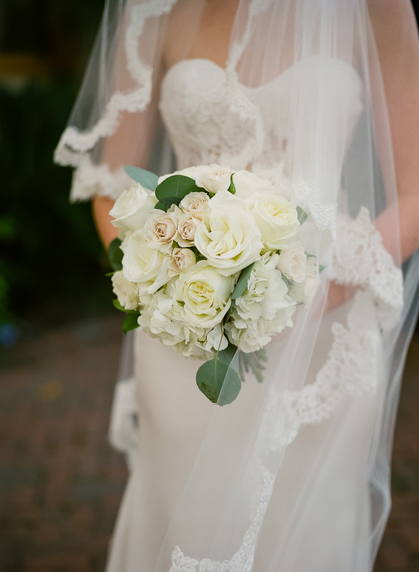 Cream and green wedding bouquet