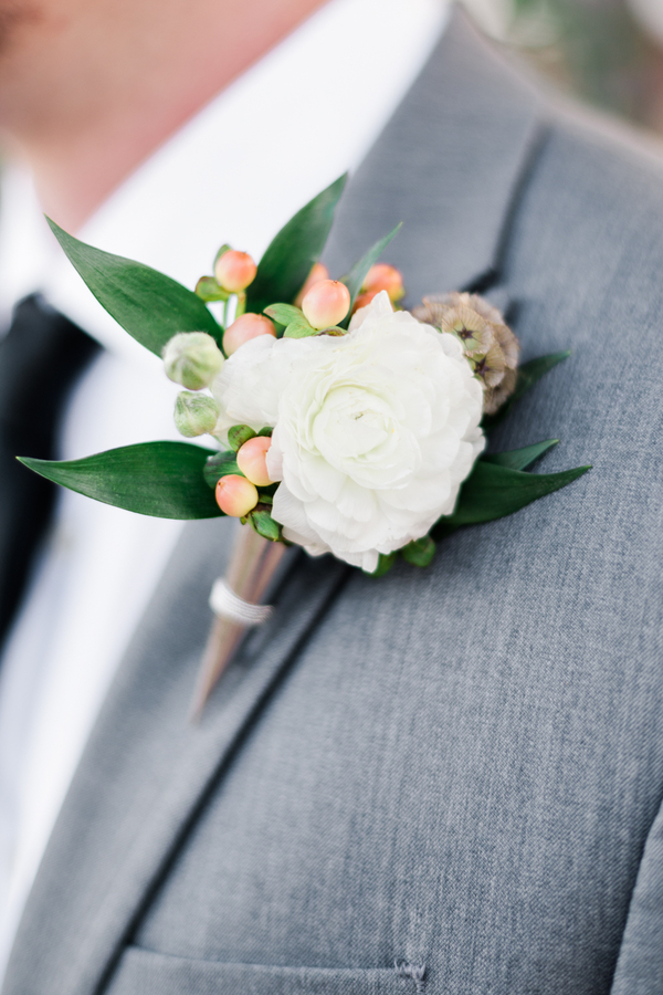 White and green boutonniere
