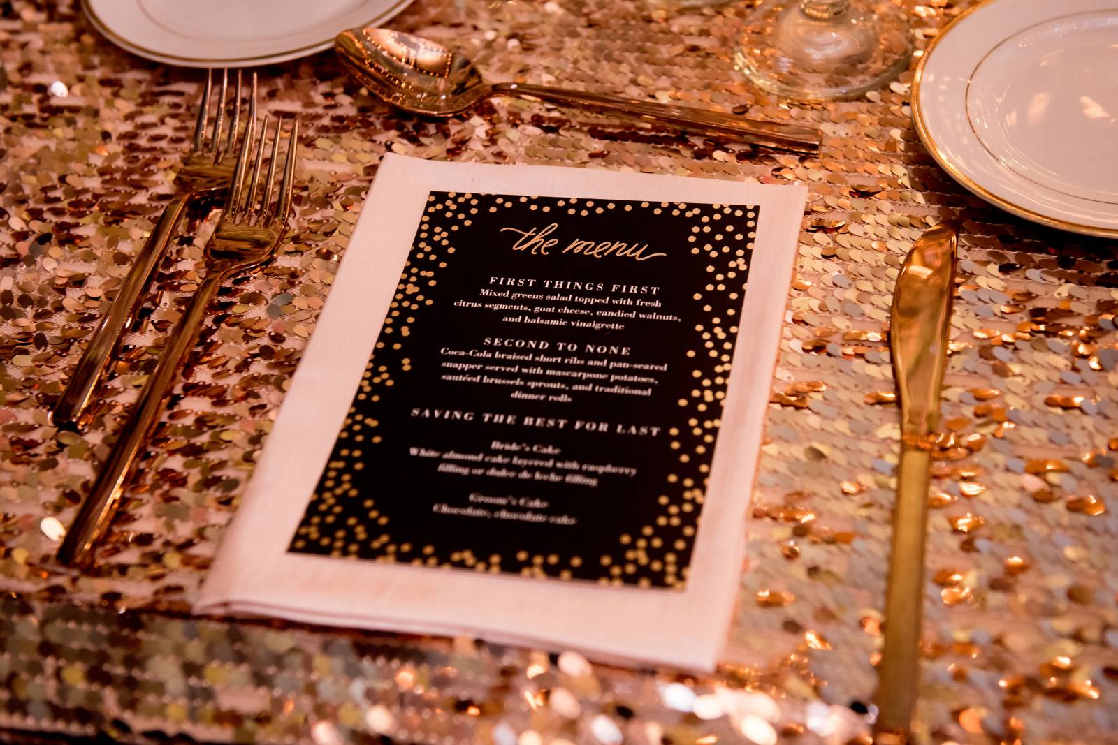 Gold and black menu card