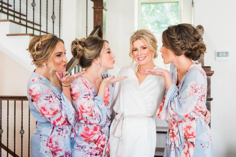 Blue and red bridesmaid robes