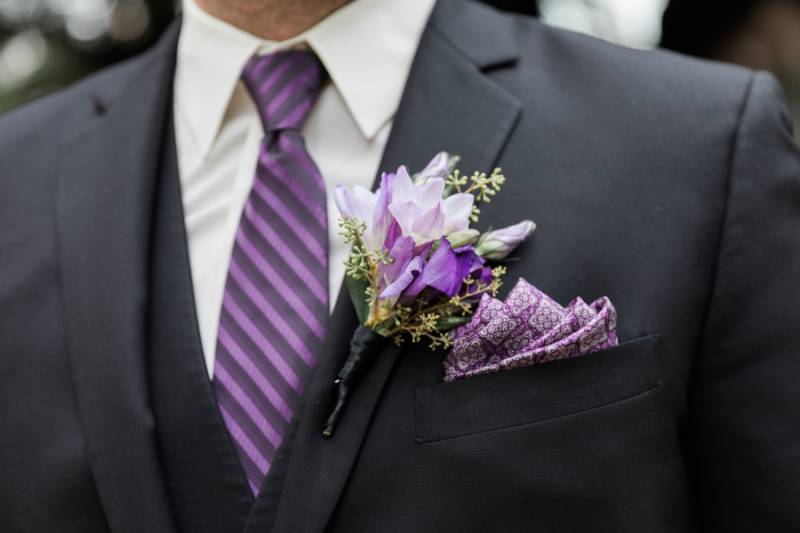 Purple boutonniere