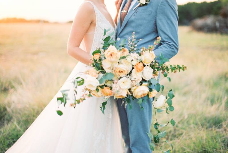 Stunning peach, cream, and green bouquet