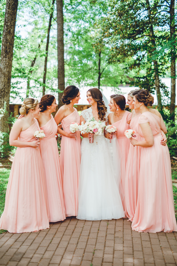 Light pink convertible bridesmaid dresses
