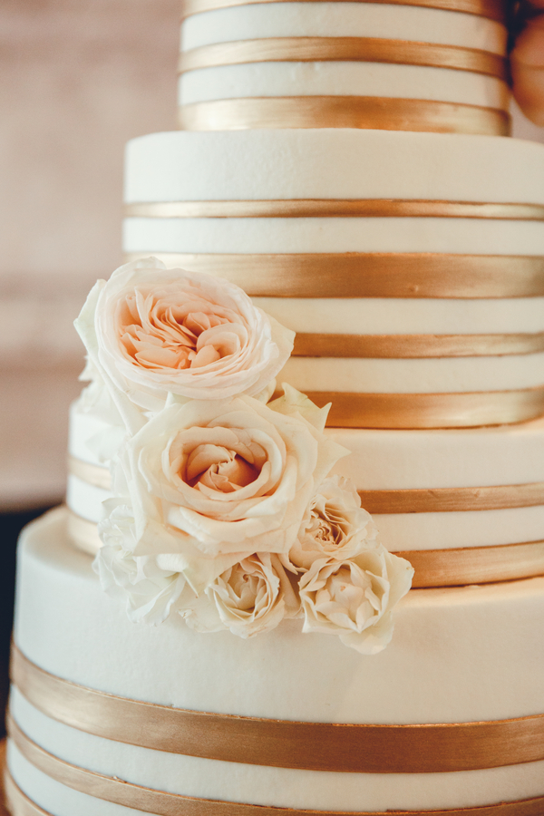 Gold and cream wedding cake