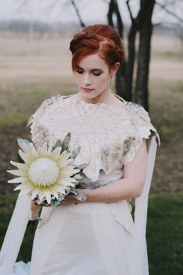 Red-haired bride with Game of Thrones wedding dress