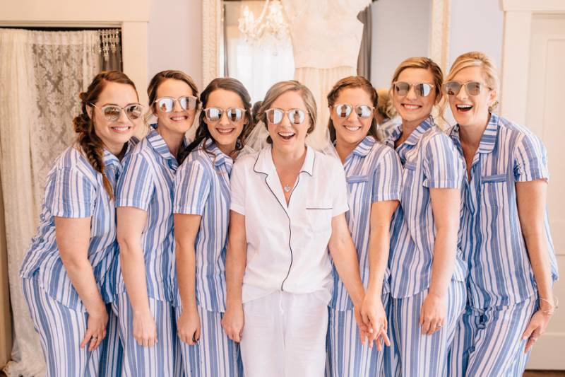 Bridesmaids with matching PJ suits