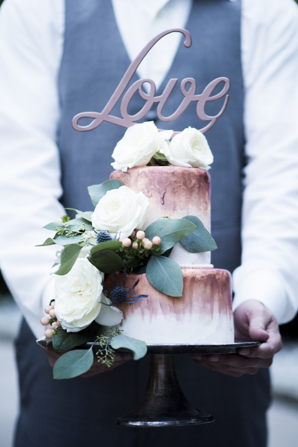 Copper and cream wedding cake