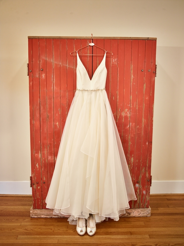 V-neck ballgown wedding dress