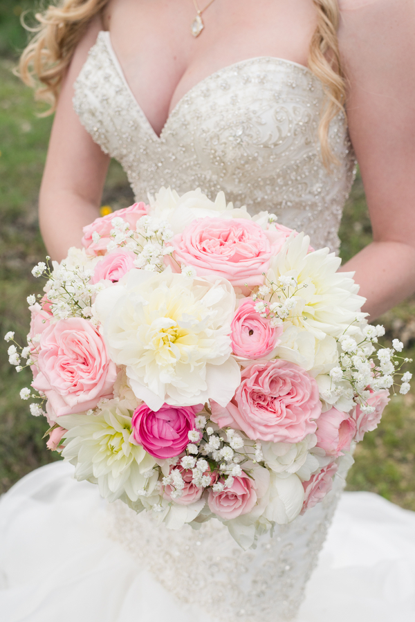 Pink and cream bridal bouquet