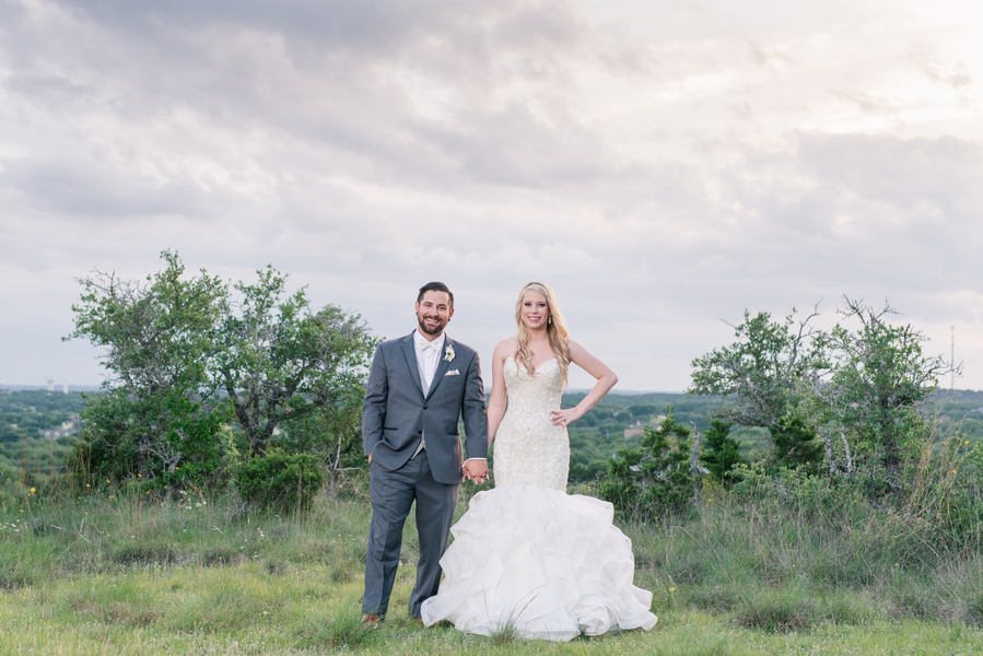 Bride and groom in outdoor setting