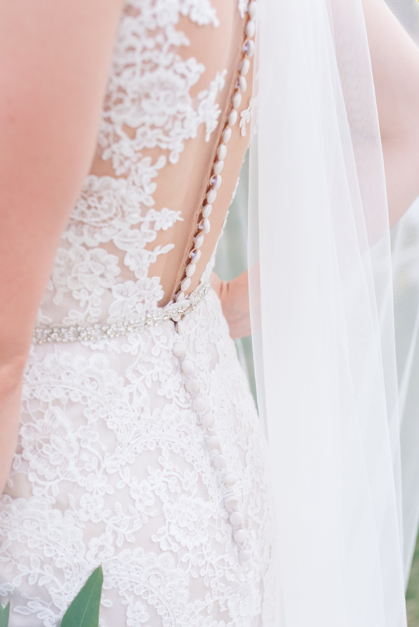 Illusion back lace wedding dress
