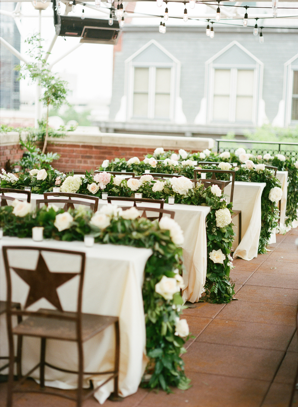 Floral green and white table runners
