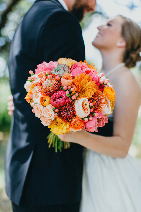 pink and orange wedding bouquet
