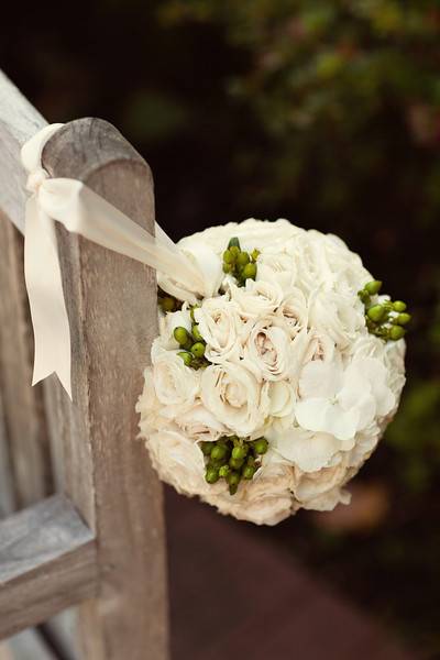 white wedding flower ball