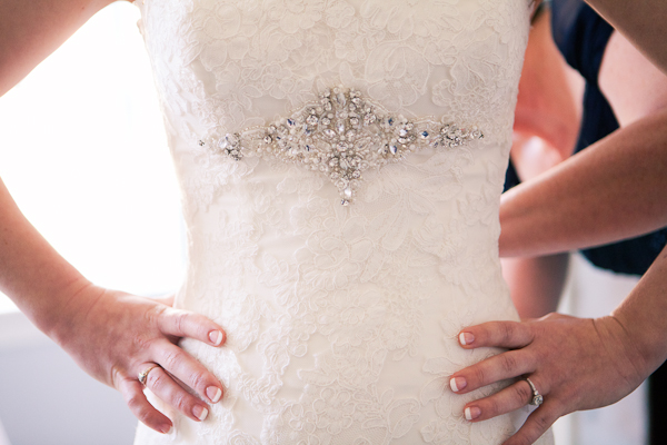lace wedding dress with jewel