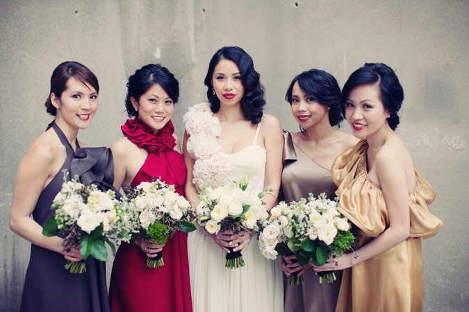 coordinated bridesmaid dresses