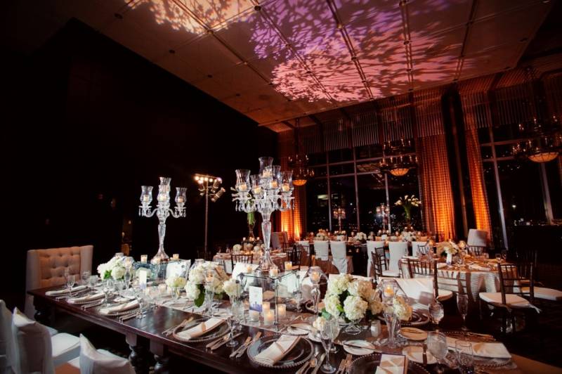 purple reception tables