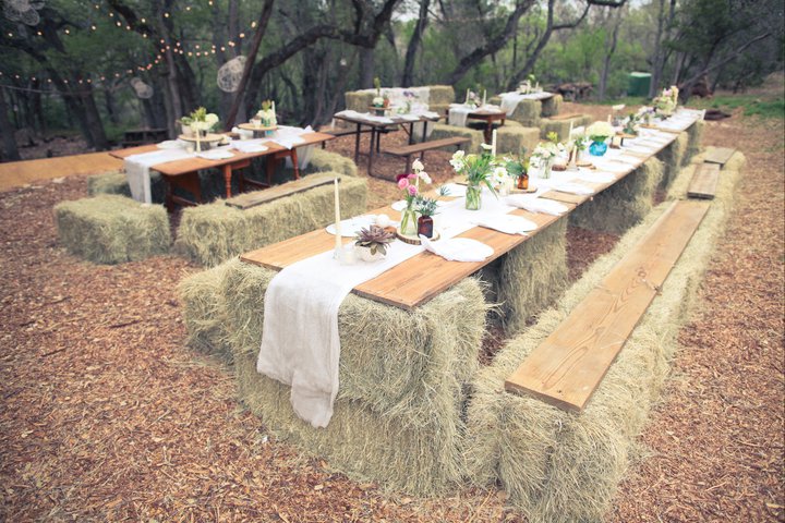 hay barrel reception seating