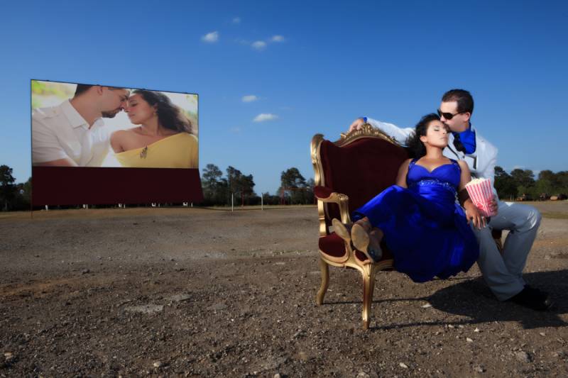 Engagement Photo Session at a Drive-in