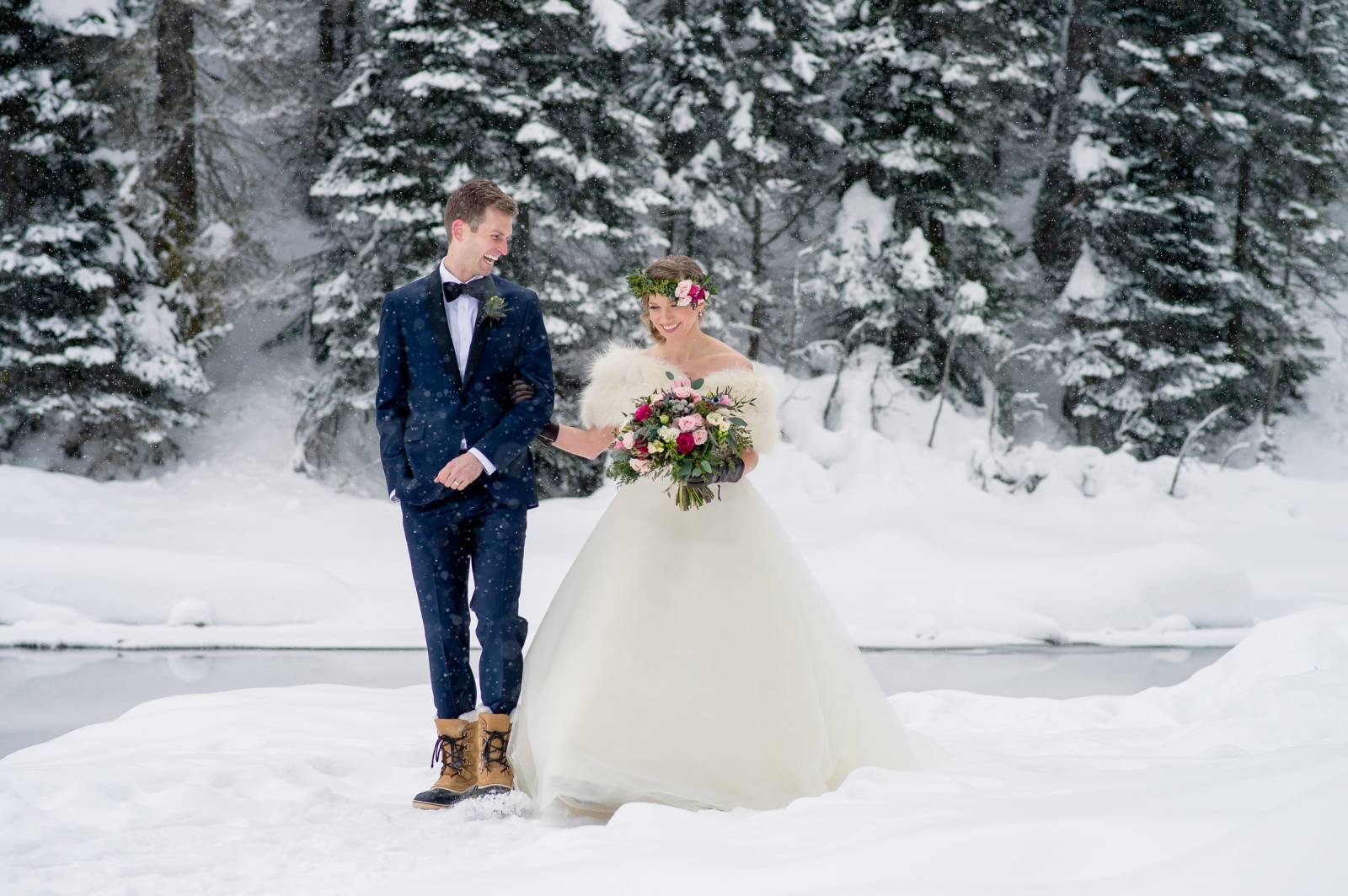 winter wedding boots for bride