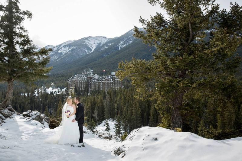 Fairmont Banff Springs hotel Wedding, Banff Wedding Photographer, mountain wedding, winter wedding,