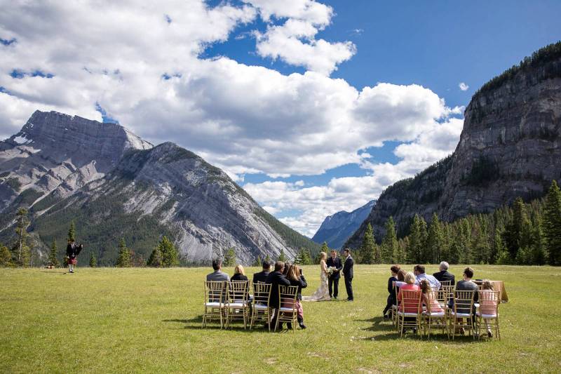 Banff Wedding Photographer, Tunnel Mountain Reservoir Ceremony , summer mountain wedding, banff elop