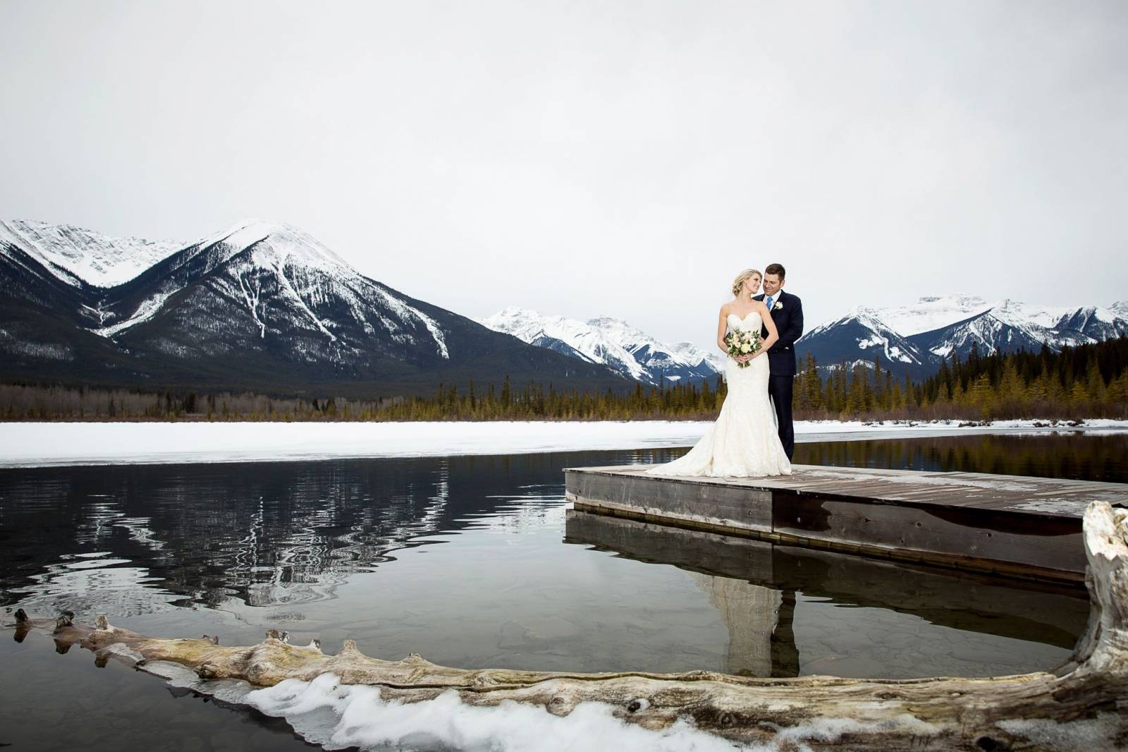 Mountain Winter Wedding, Vermillion Lakes, Banff Wedding Photographer,