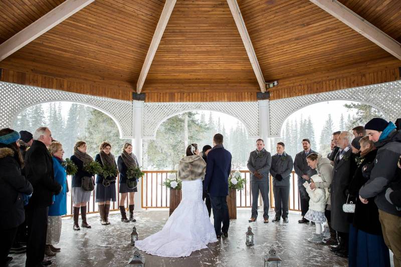 Banff Wedding, outdoor wedding ceremony, Banff central park gazebo,