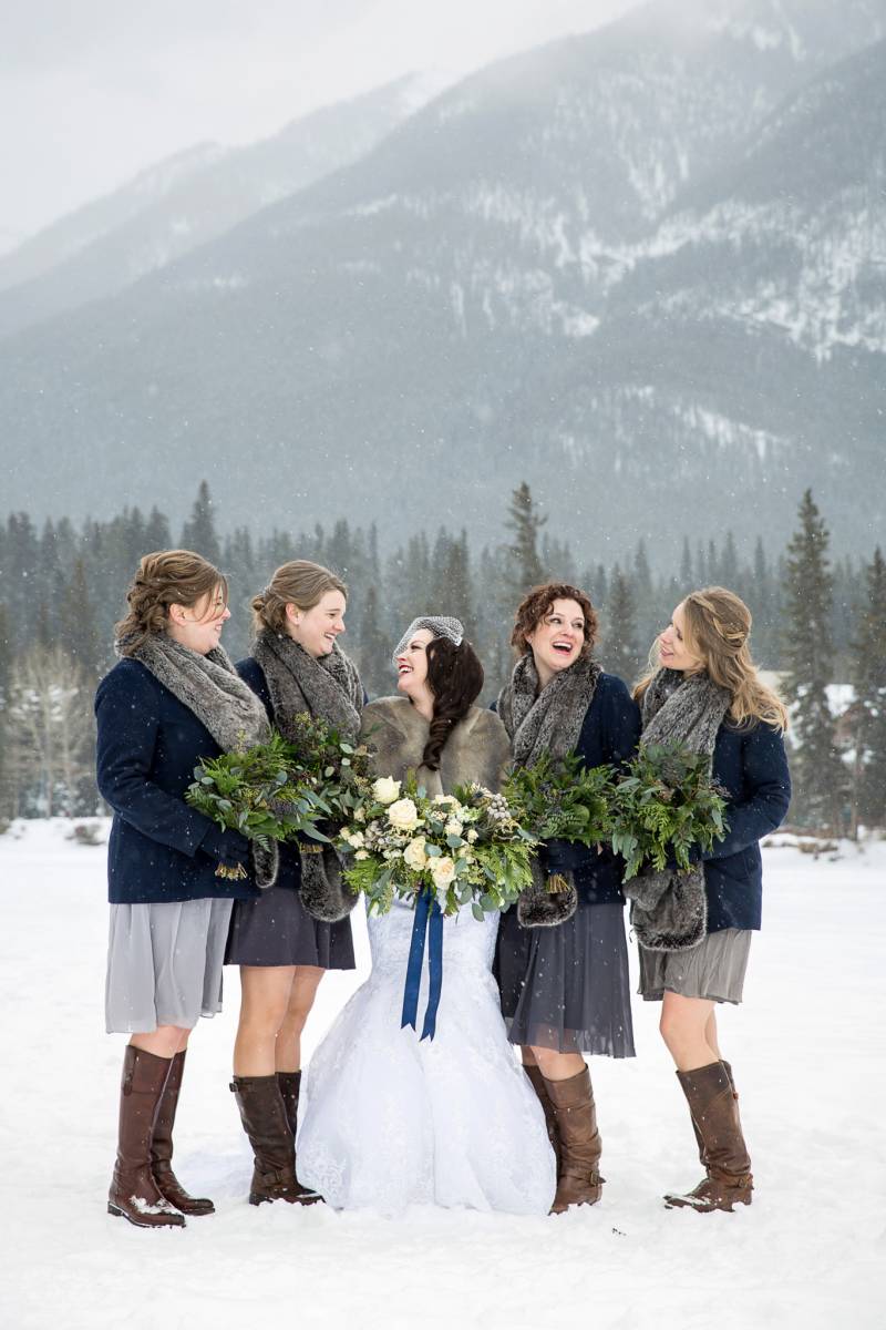 Banff wedding photography, Banff bridal party, mountain wedding