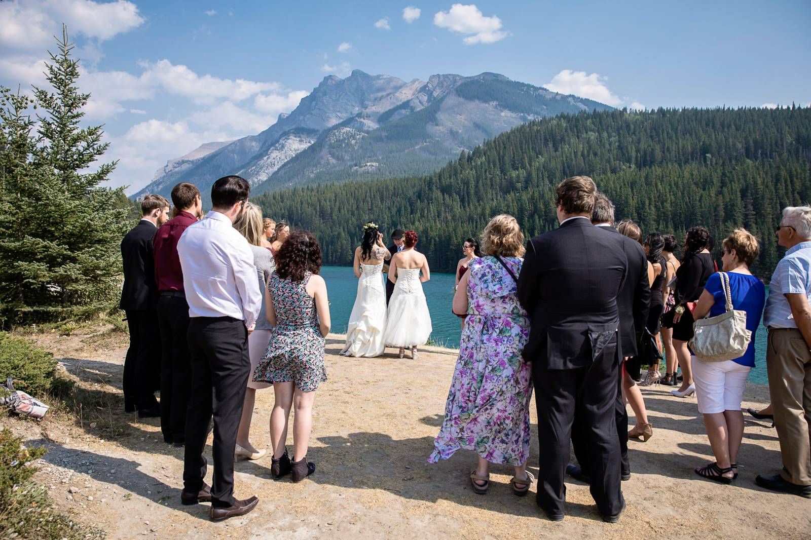 Banff wedding ceremony, Two Jack Lake ceremony, outdoor ceremony, LGBT Banff wedding, Same sex Banff