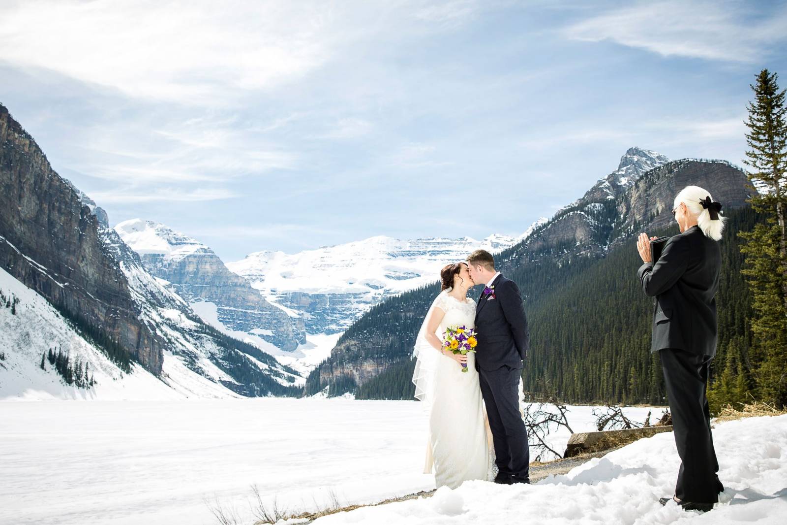 Lake Louise Elopement, winter elopement, mountain elopement, Banff wedding photographer, Lake Louise