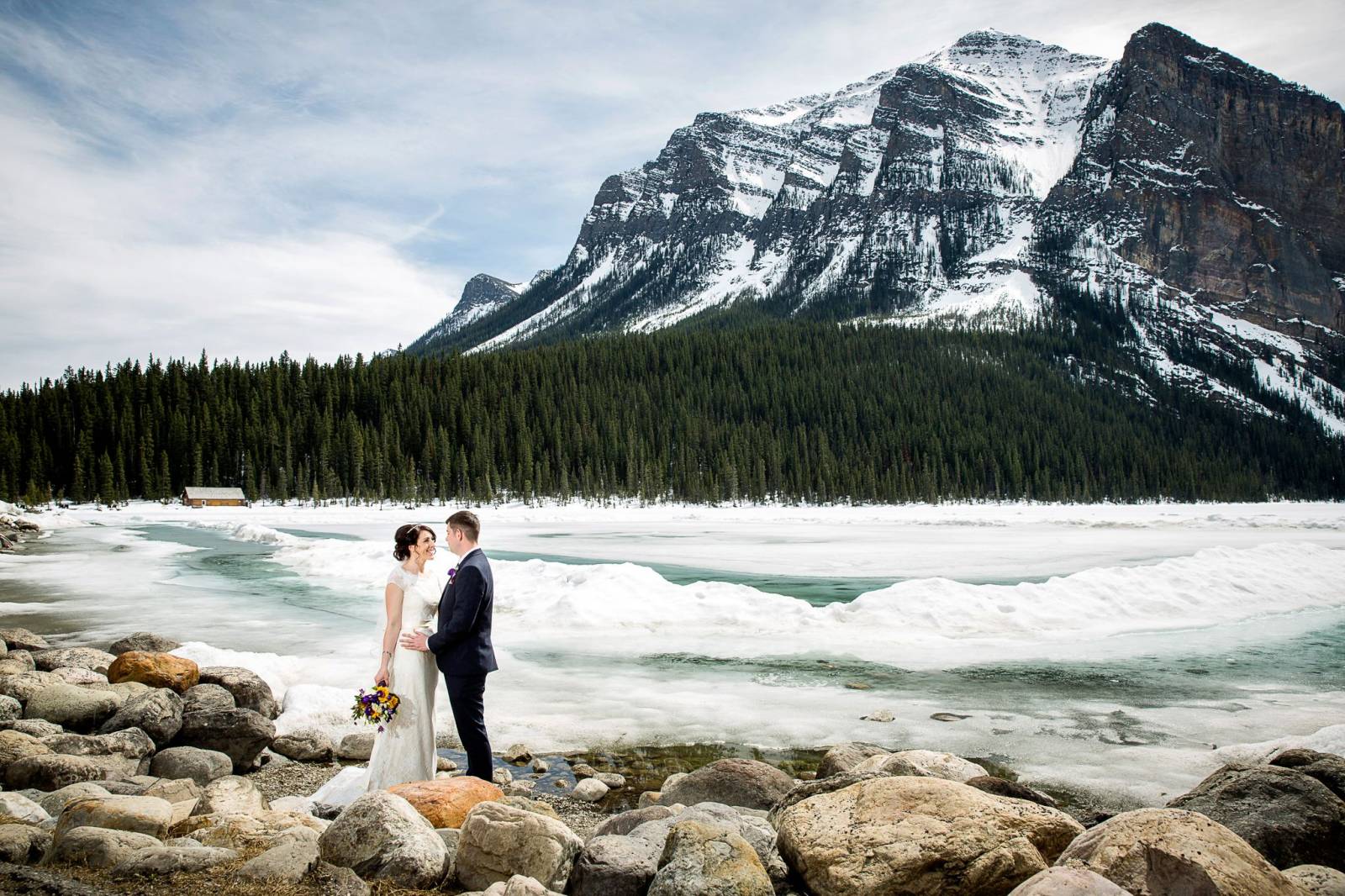Lake Louise Elopement, winter elopement, mountain elopement, Banff wedding photographer, Lake Louise