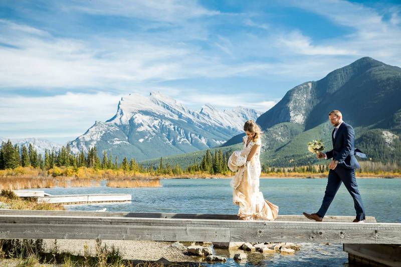 Vermillion Lakes Wedding Photos, Banff Wedding Photographer, Fall Wedding, Mountain Wedding, Calla B