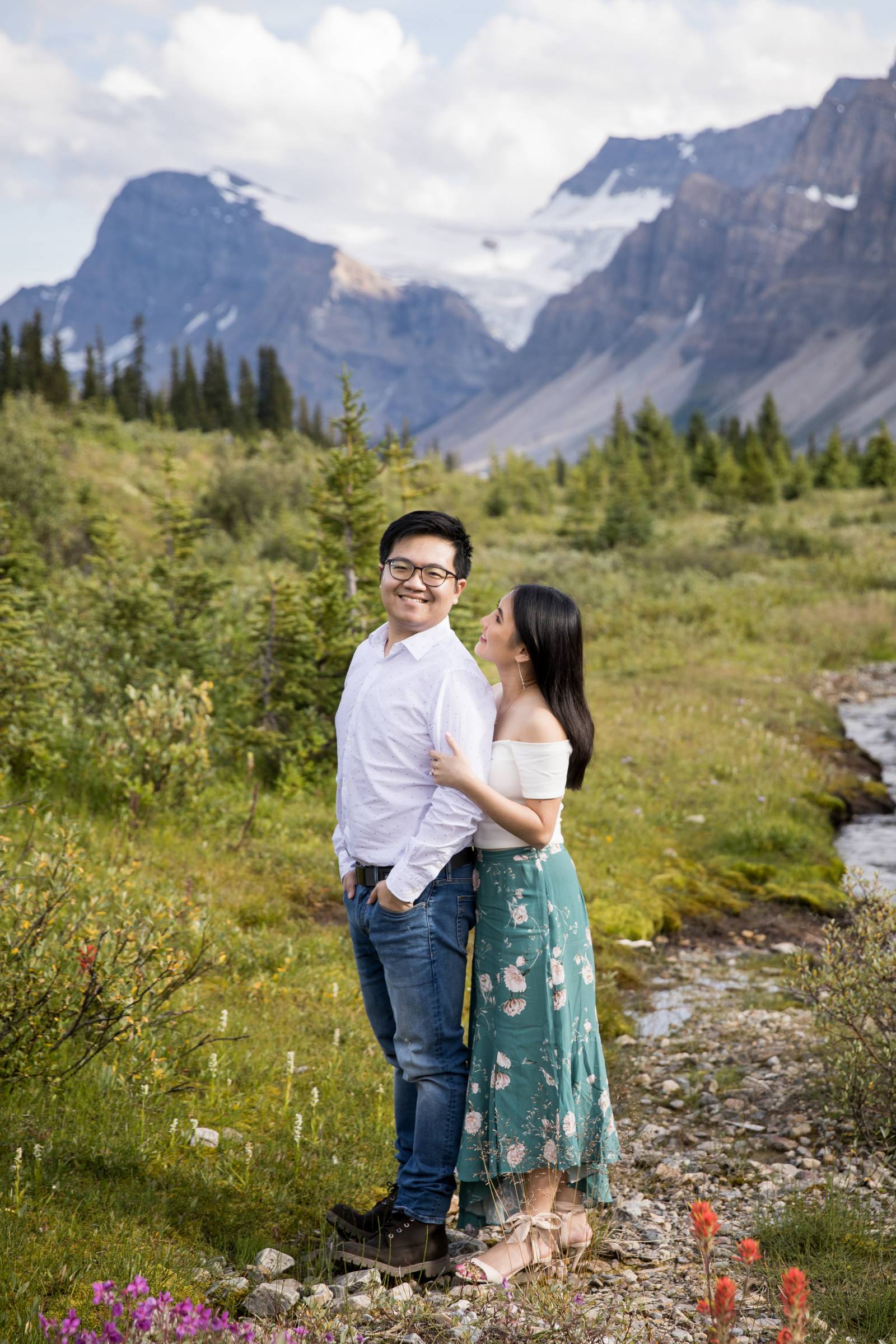 Peyto Lake Proposal, Banff Proposal Photographer, Banff engagement photographer, secret proposal, mo