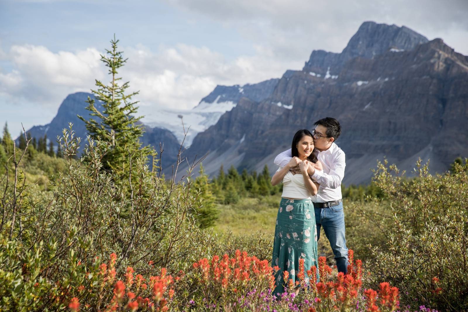 Peyto Lake Proposal, Banff Proposal Photographer, Banff engagement photographer, secret proposal, mo