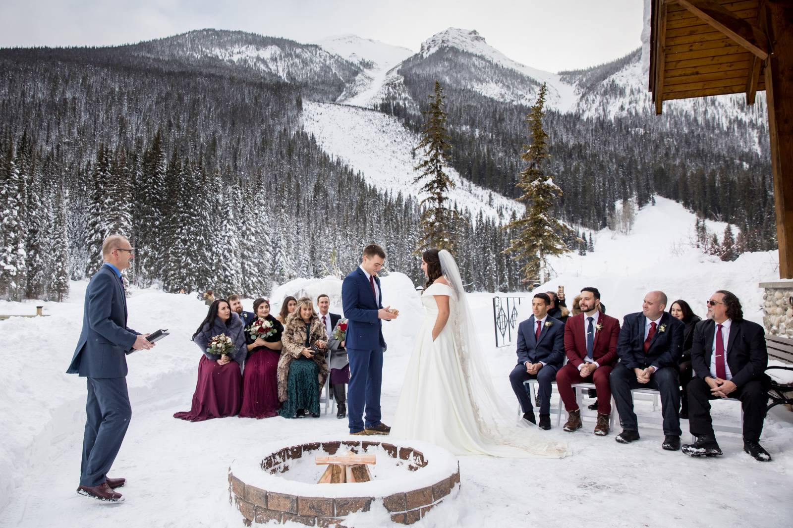 Emerald Lake Lodge Outdoor ceremony, Cilantro Patio Wedding Ceremony, Emerald Lake Lodge winter elop