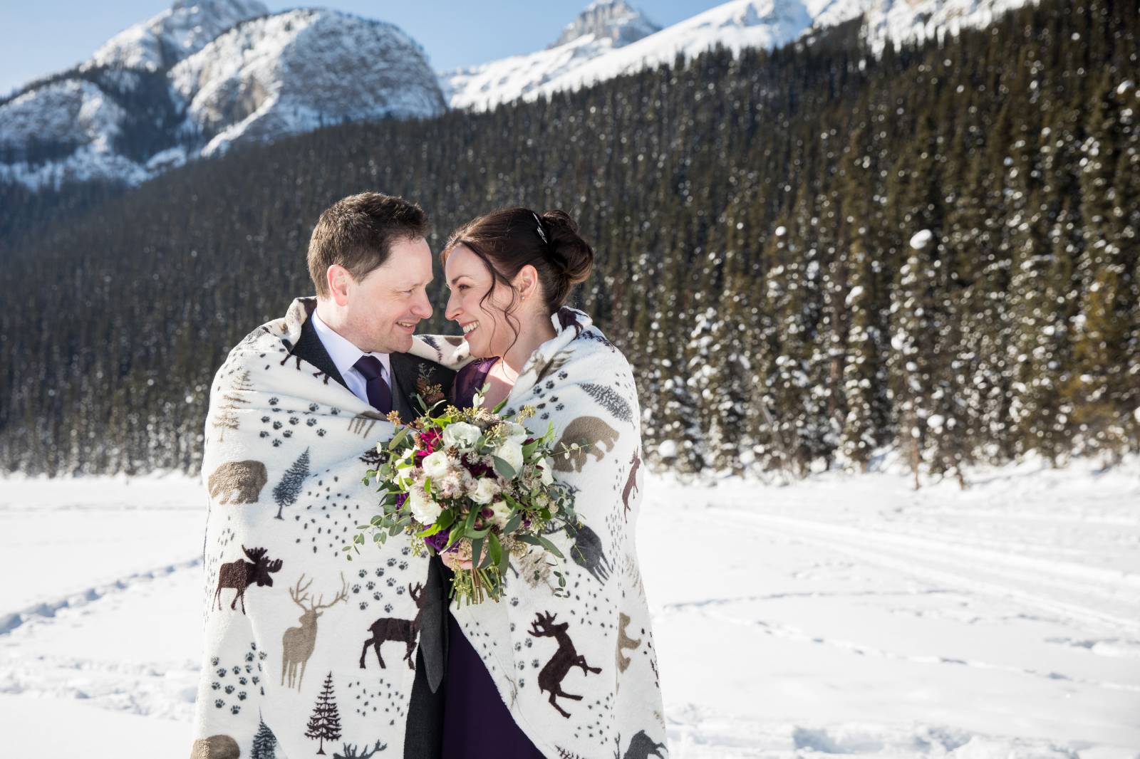 Lake Louise Mountain Elopement, Winter Lake Louise Wedding, Lake Louise Wedding Photographer, Weddin