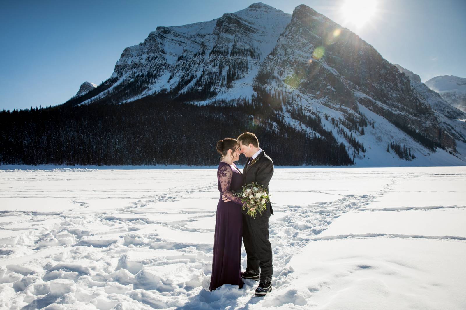 Lake Louise Mountain Elopement, Winter Lake Louise Wedding, Lake Louise Wedding Photographer, Weddin