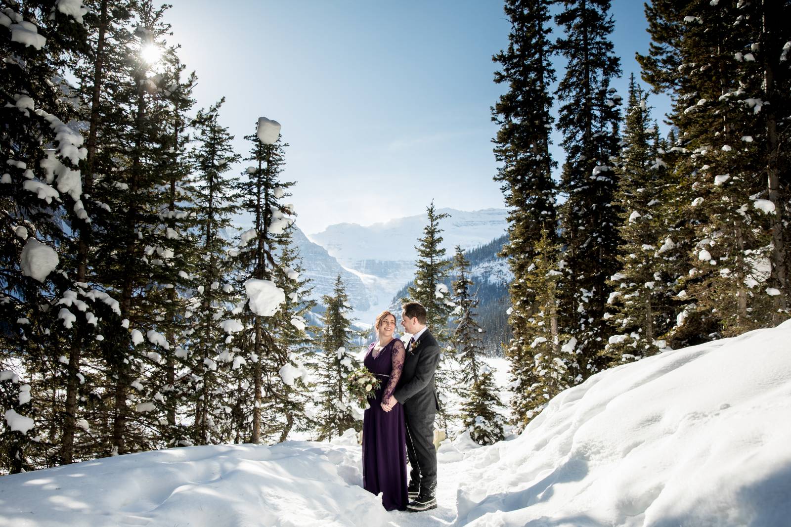 Lake Louise Mountain Elopement, Winter Lake Louise Wedding, Lake Louise Wedding Photographer, Weddin