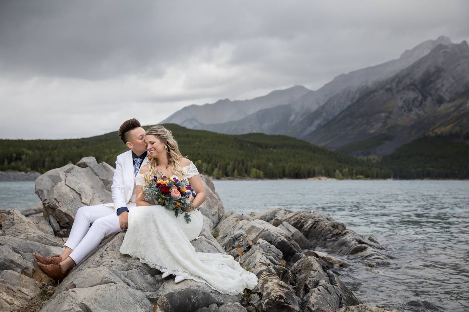 Banff Fall Same Sex Mountain Elopement - Banff Elopement Photographer |  Banff